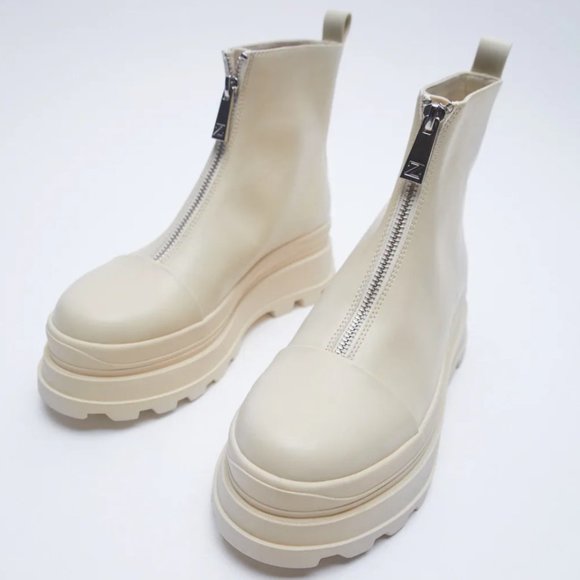 low heeled lug sole ankle boots zara